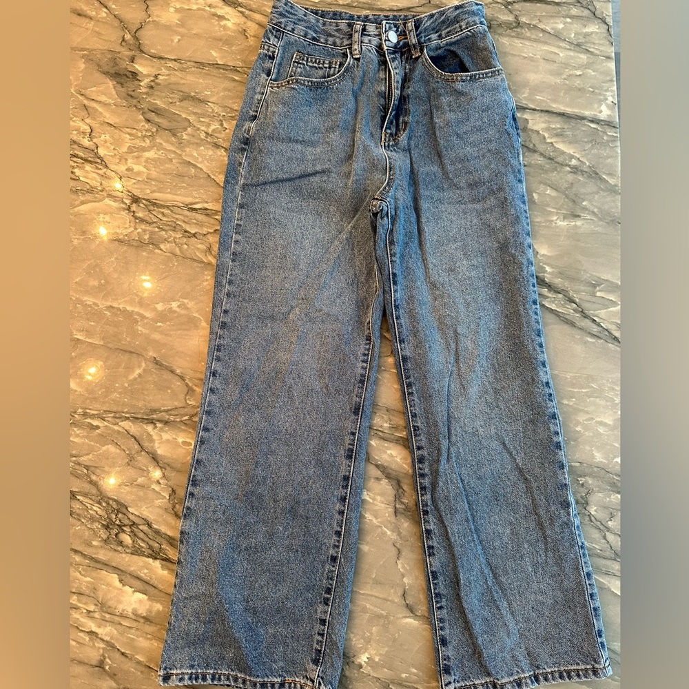 Shein high-rise straight/wide-leg jeans